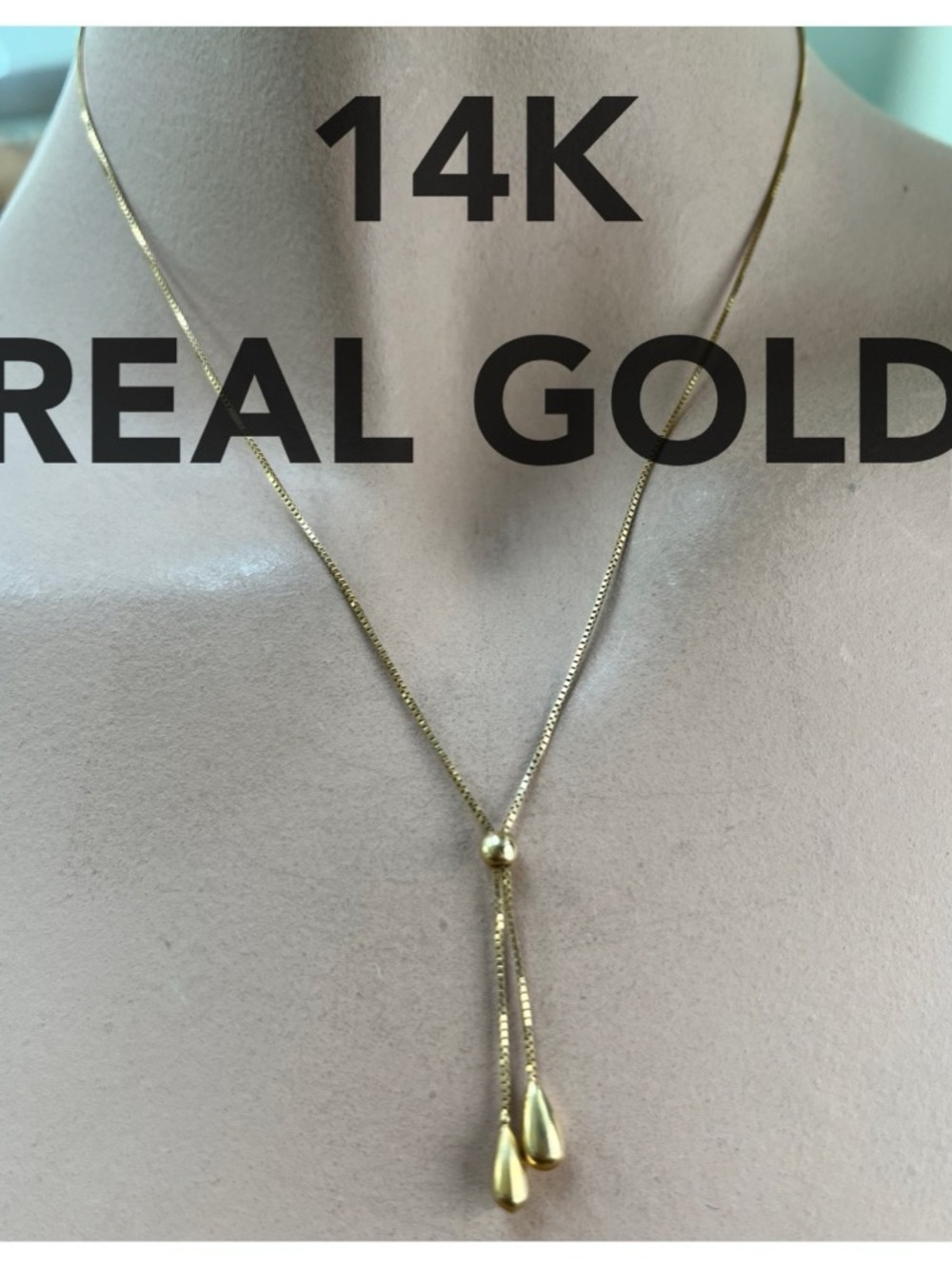 🆑 14K REAL YELLOW GOLD DANGLING NECKLACE🆑